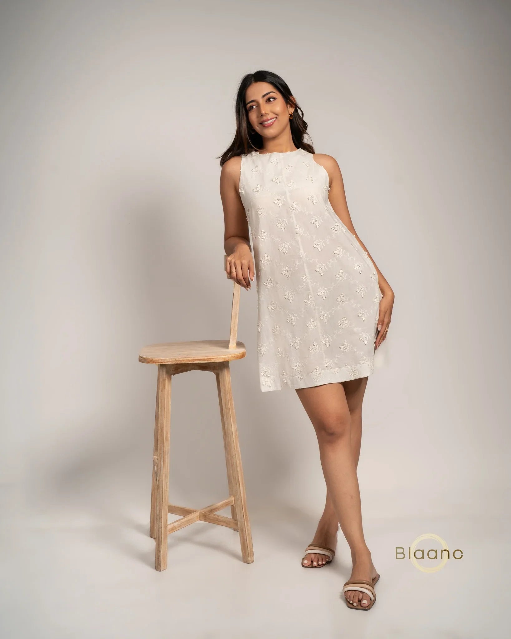 Floral Mini Dress (Ivory)